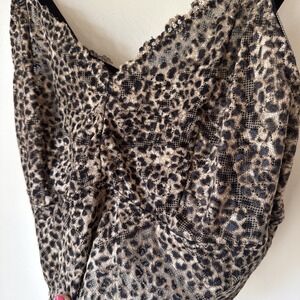Torrid Babydoll Top Animal Print Mesh Size 1X Shirt Cheetah Fairy Grunge Layers